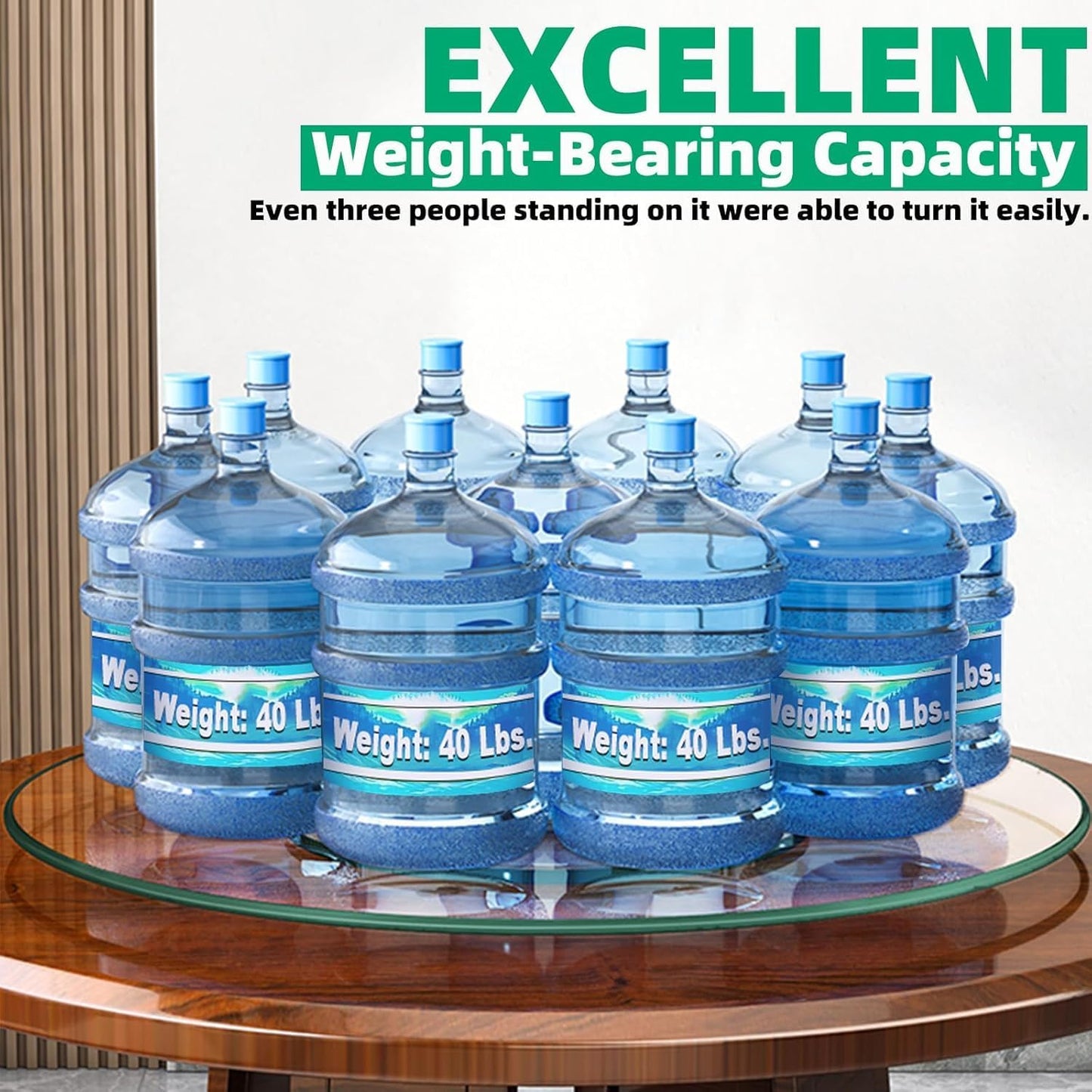 34.6 inch Lazy Susan for Table Top Tempered Glass Rotating Serving Tray for Dining Table, Kitchen Lazy Susan Organizer Spinning Rotating Food Server Party Centerpieces Heavy Duty