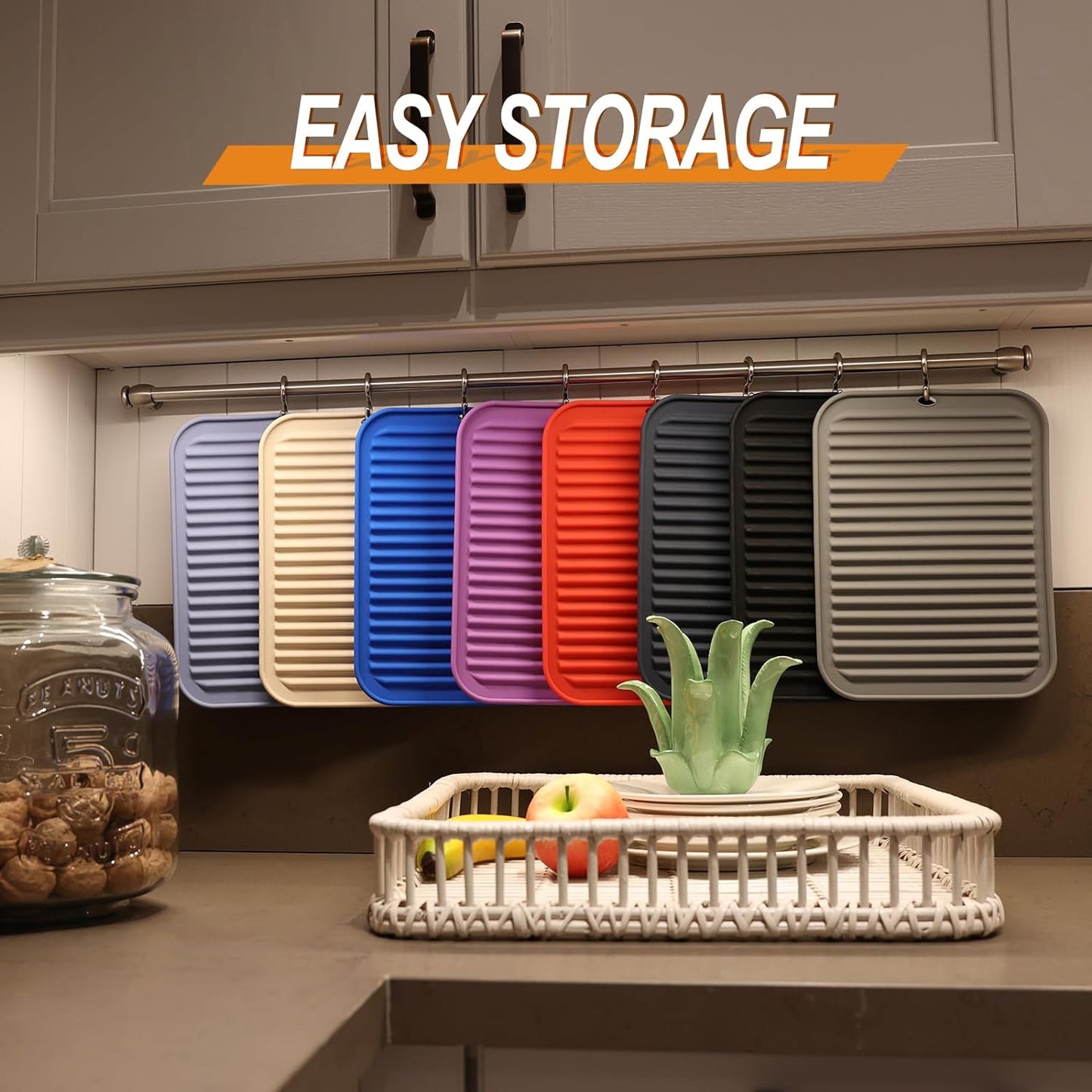 Joyhalo 4 Pack Silicone Trivets for Hot Pots and Pans,480℉ Heat Resistant Trivets for Hot Dishes,Hot Pads for Countertop,Kitchen Potholders,Red