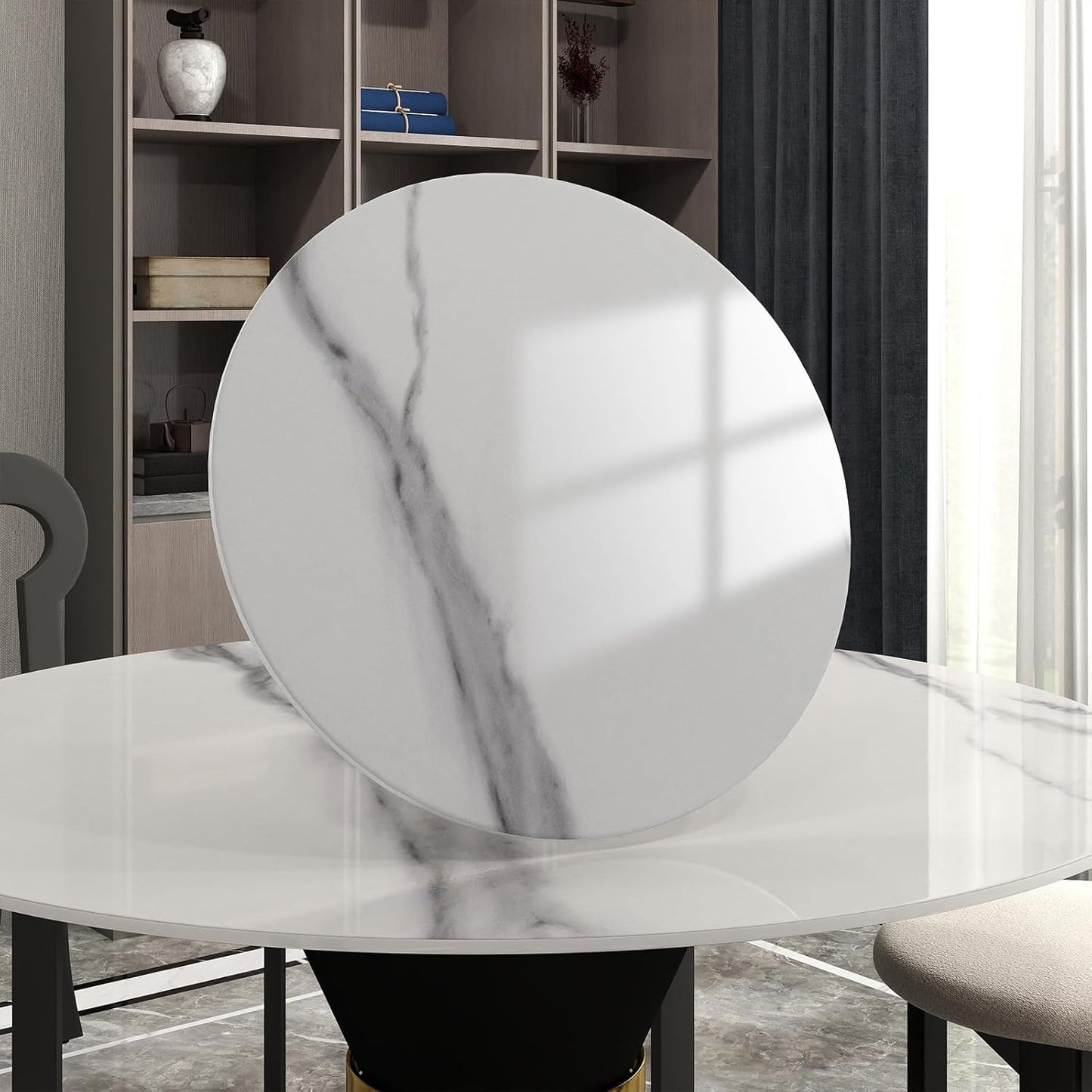 31.5" Lazy Susan for Table Top Sintered Stone Rotating Serving Tray for Dining Table, Kitchen Lazy Susan Organizer Spinning Rotating Food Server Party Centerpieces