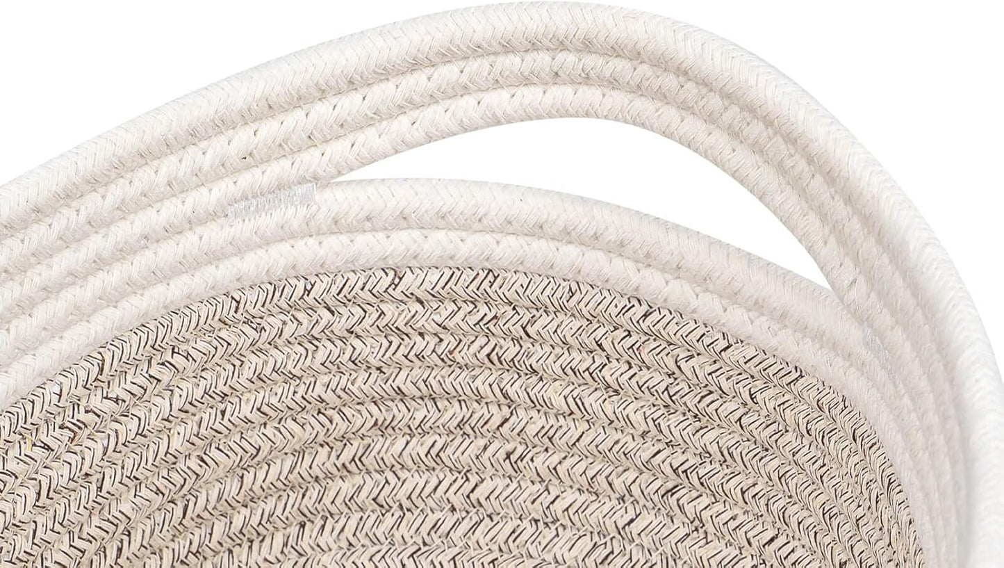 CubesLand Baskets for Shelves Storage,Cube Shelf Closet Storage Bins Set 3,Long-lasting &Skin-friendly Toy Basket Bin,Stylish Room Decor Basket,Woven Off White/Light Brown