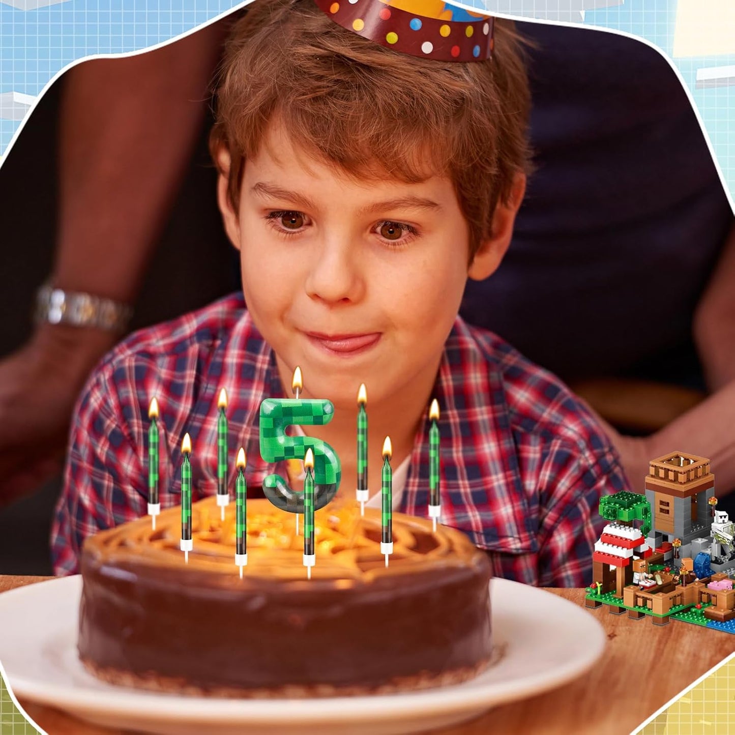 13 Pcs Dynamite Candles 12 TNT Themed Birthday Cake Candles and Number 5 Candle Cake Topper for Pixel Theme Birthday Party Anniversary Party Dynamite Theme Party Video Game Party Supplies (Number 5)