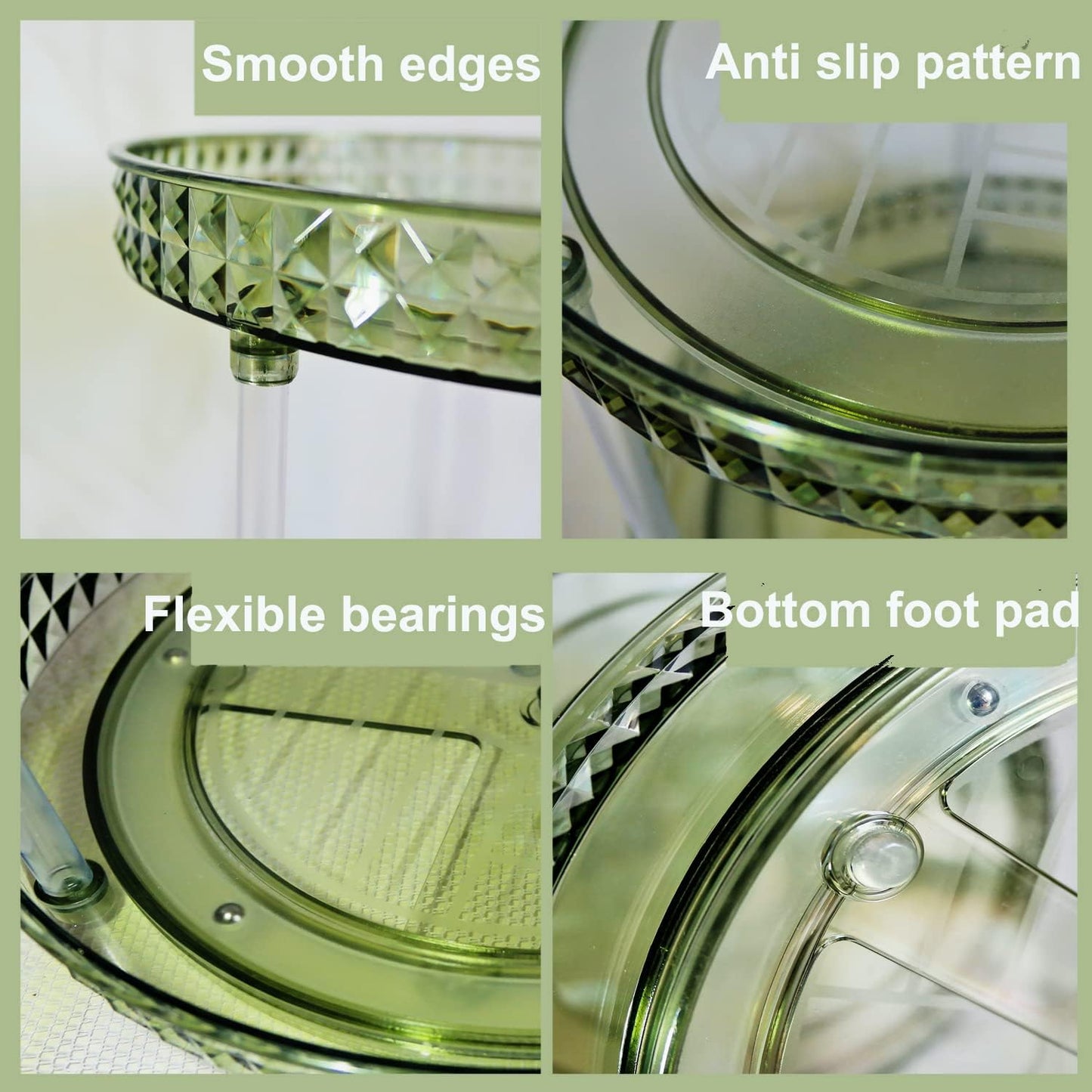 2 Tier Diamond Lazy Susan Bathroom Organizer Countertop, 9.25Inch Clear 360 Rotating Makeup Organizer for Cabinet, Kitchen, Pantry, Countertop, Bathroom, Skincare Perfume Organizer and Storage