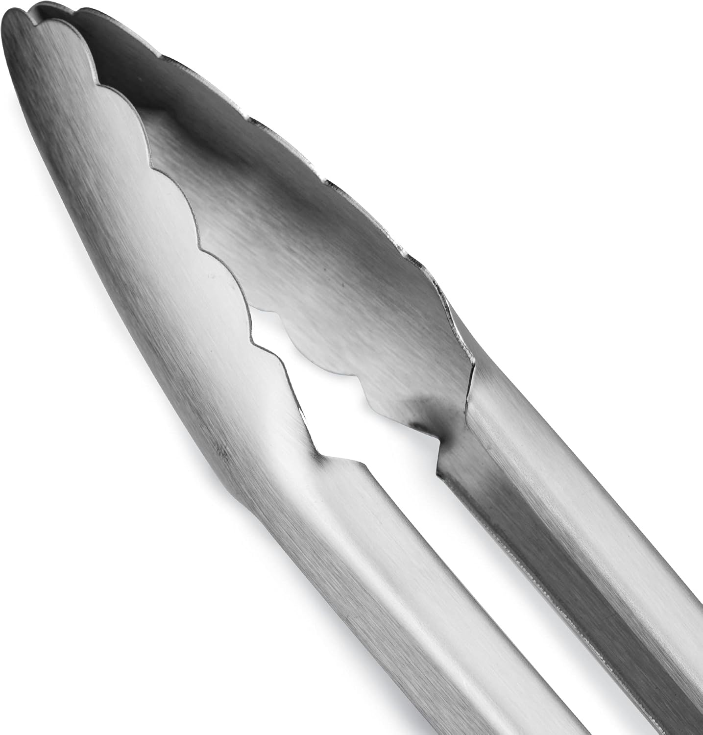 304 Stainless Steel Kitchen Cooking Tongs, 12" and 14" Set of 2 Sturdy Grilling Barbeque Brushed Locking Food Tongs with Ergonomic Grip, Red