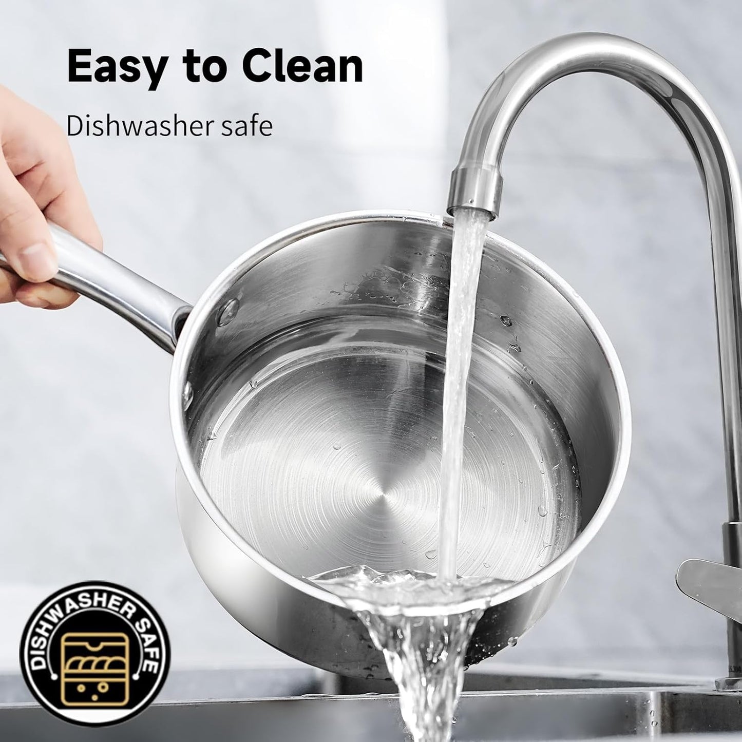 1Qt & 2Qt Stainless Steel Sauce Pan Set with Lid,4 Pcs Non Stick Saucepan,Small Kitchen Pots,Induction Compatible,PFOA FREE