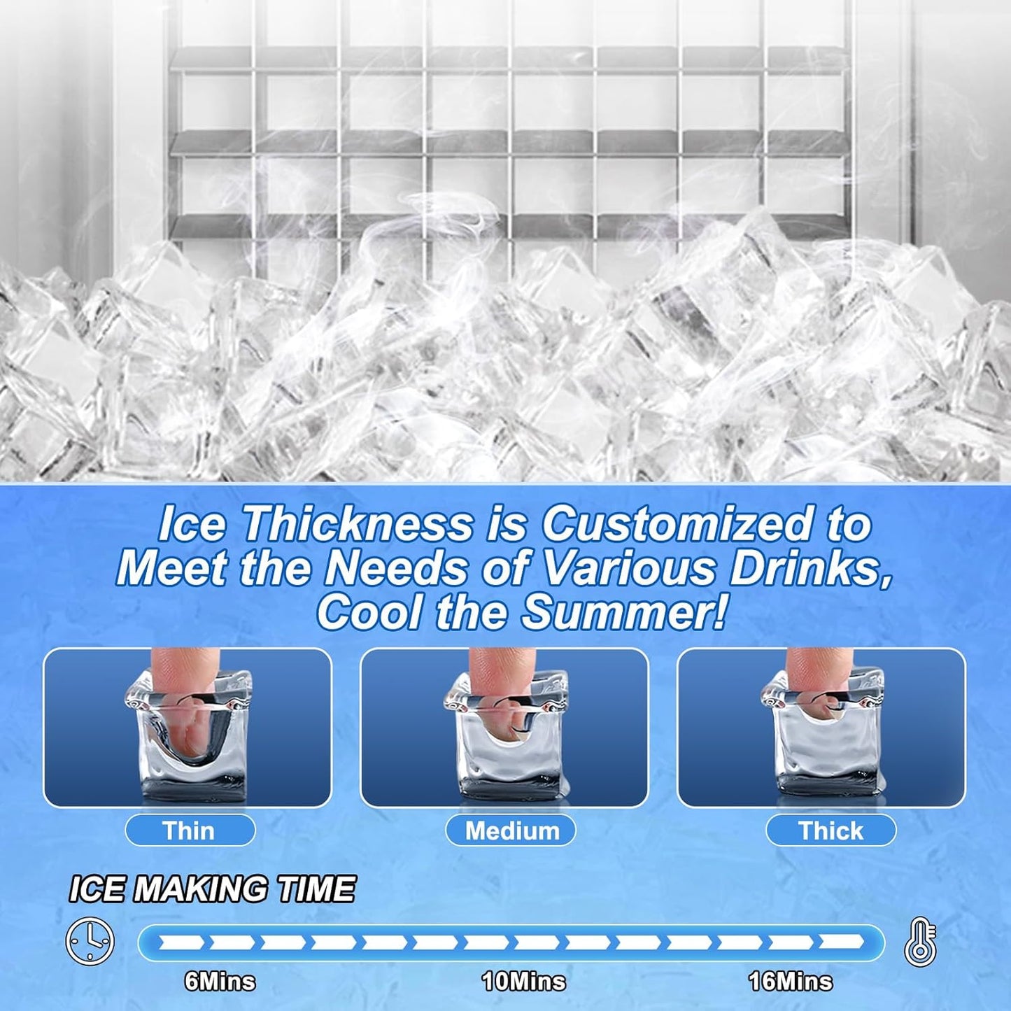 120LB/Day Commercial Under Counter Ice Maker with Smart LCD & Customizable Ice – Under Counter Freestanding, Built 25LBS Ice Storage 6-Min Quick Cycle, Energy Efficient