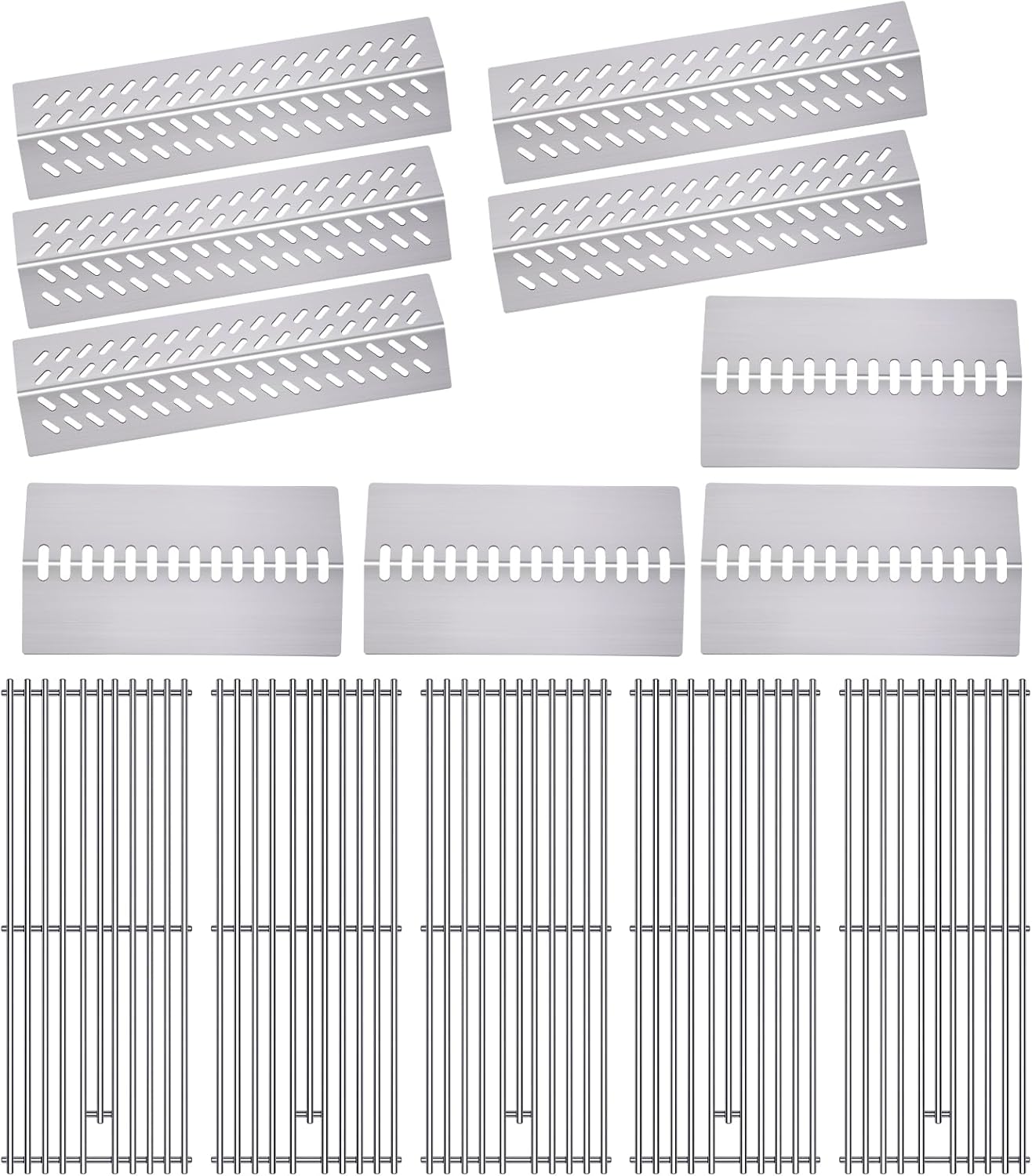 9MM 16517 Grill Grates 16GA Grill Heat Plates for 16631 16520 Bull Grill Replacement Parts, BBQ Bull Brahma 5 Burner 57568, 57569, 57568CE, 57568AGA, 57569CE, 57569AGA, Stainless Steel Grids