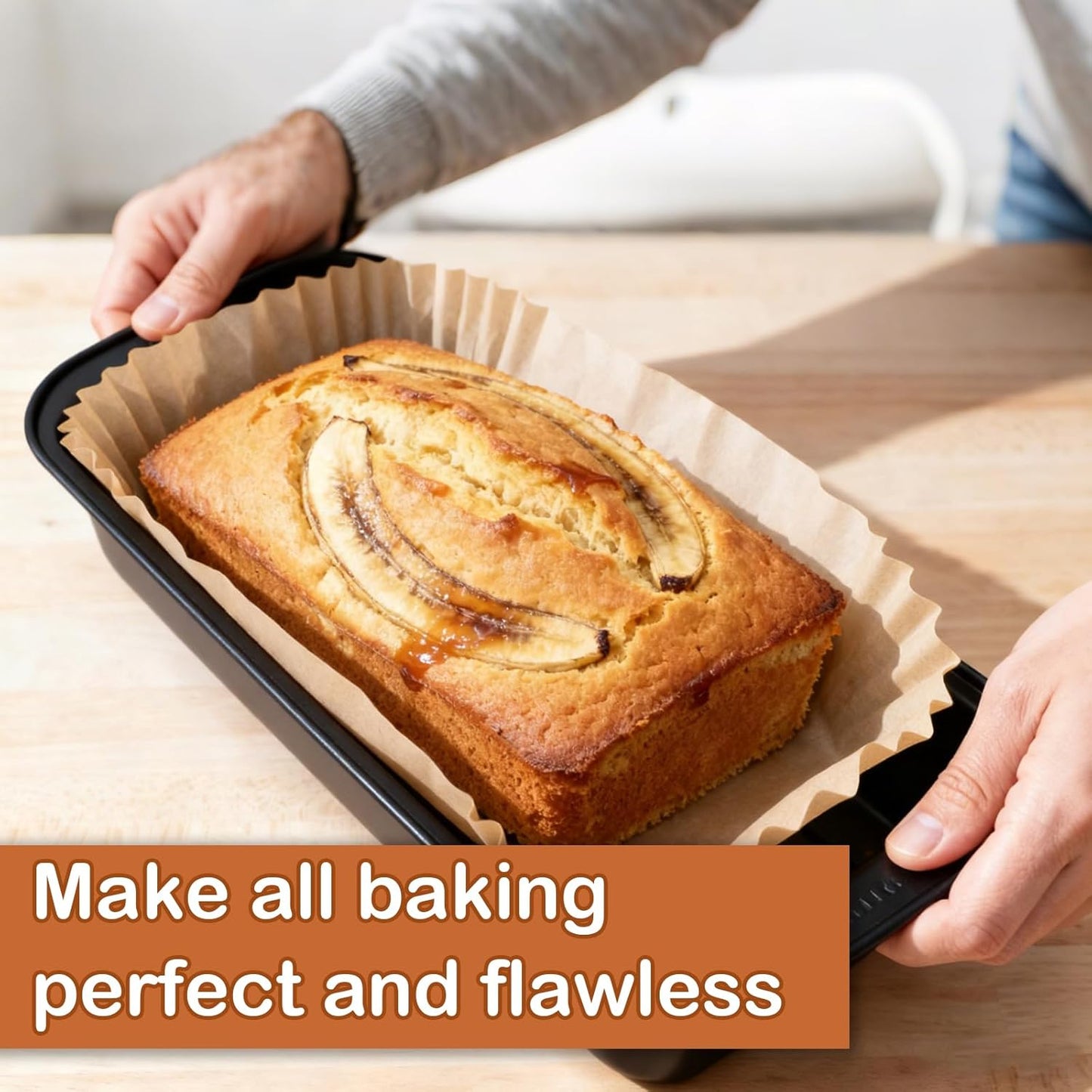 100 Pack Loaf Pan Liners for Baking Bread 9x5, Non-Stick Silicone Greaseproof Paper, Compatible with Amazon Basics Loaf Pan, Ideal for Bread, Cakes, Banana Bread