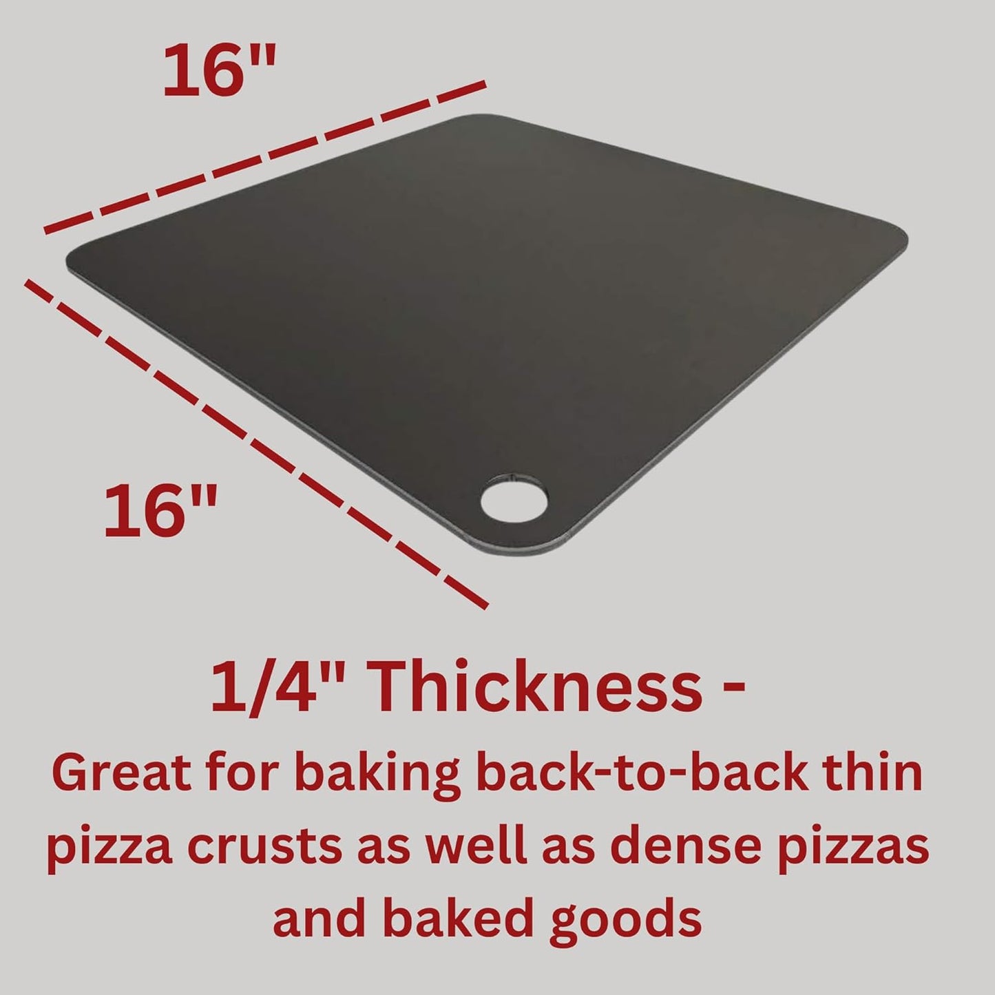 16" by 16" Pizza Steel (1/4" Thickness) - Multipurpose Cooking Steel for Ovens & Grills - Made in the USA