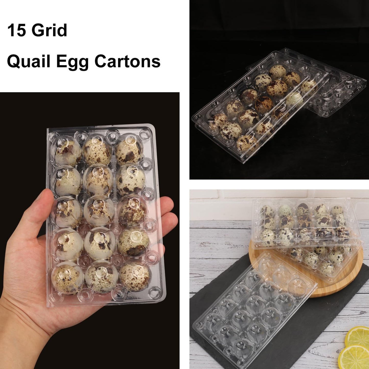 200 Pack Quail Egg Cartons, Clear Plastic Quail Egg Trays, Holds up to 15 Quail Eggs Securely - Your Ultimate Small Eggs Carton Holders for Bulk Storage and Display