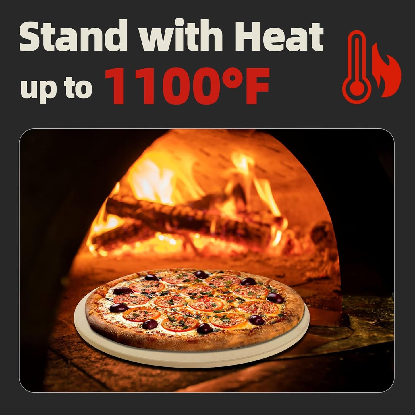 12" Round Pizza Stone, Heavy Duty Cordierite Pizza Pan for Grilling & Pizza Oven, High Temperature Resistant Baking Stone for Pizza, Bread, Meat and More