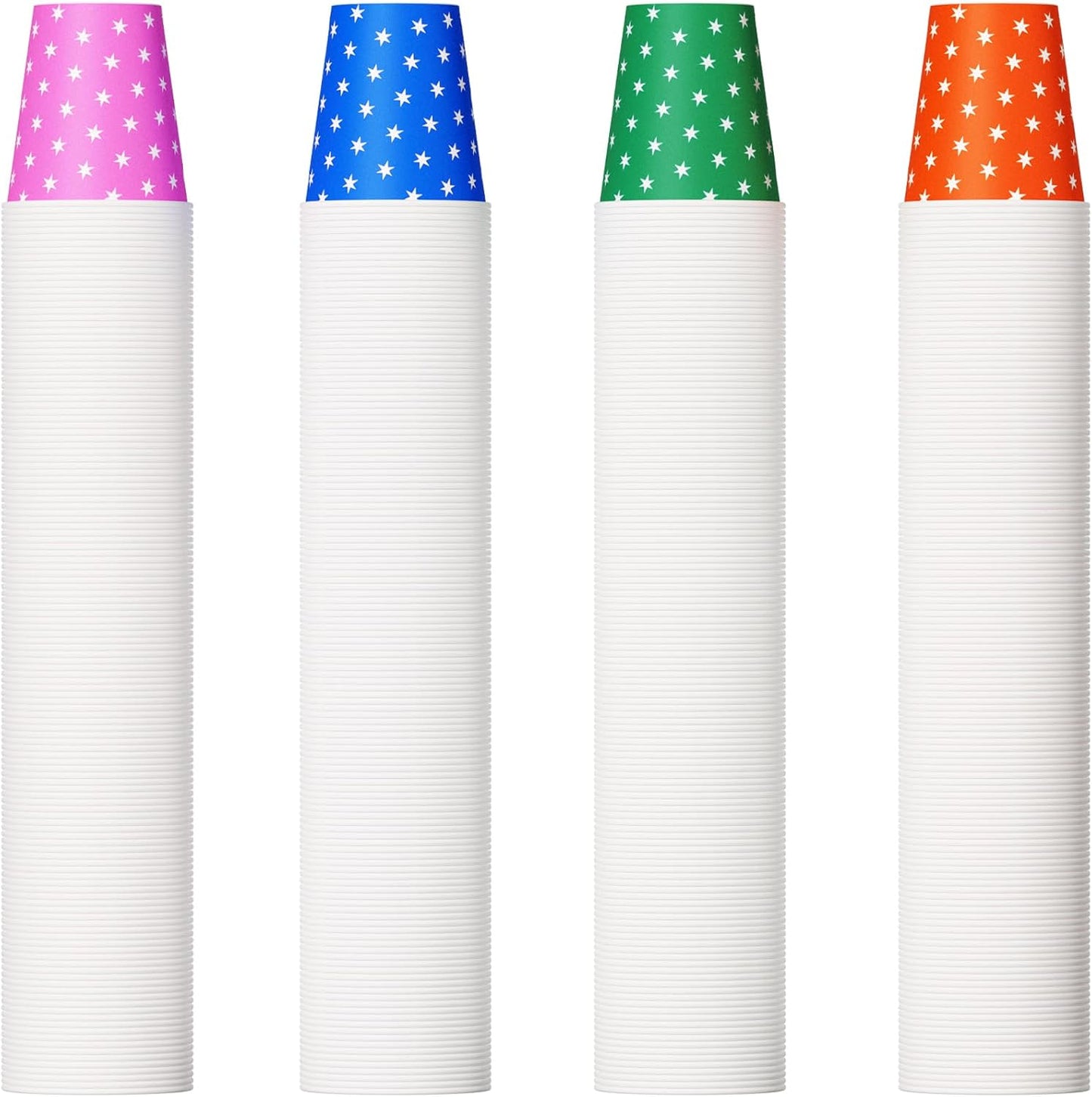 500 Pack 5oz Paper Cups, Multicolor Paper Disposable Cups, Small Mouthwash Cups, Cold Beverage Drinking Cup for Party,Travel and Event (Stars)
