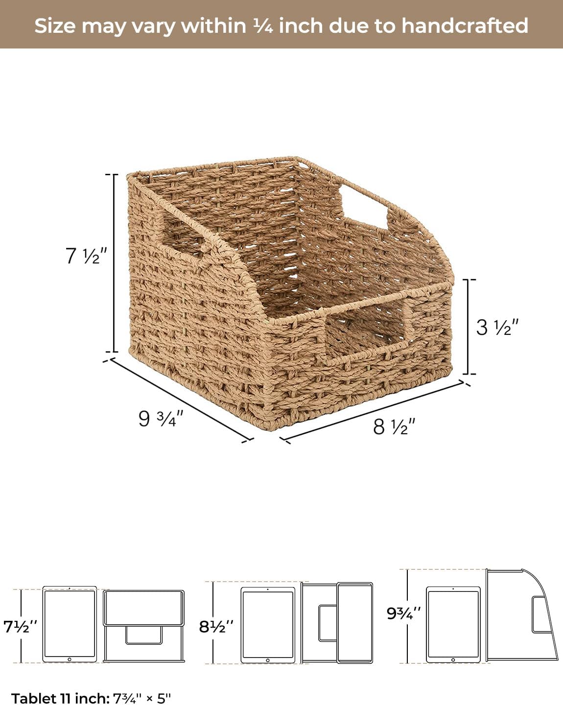 StorageWorks Wicker Baskets for Organizing, Pantry Organizers and Storage, Round Paper Rope Storage Basket for Pantry Shelves, Orange, 2 Pack