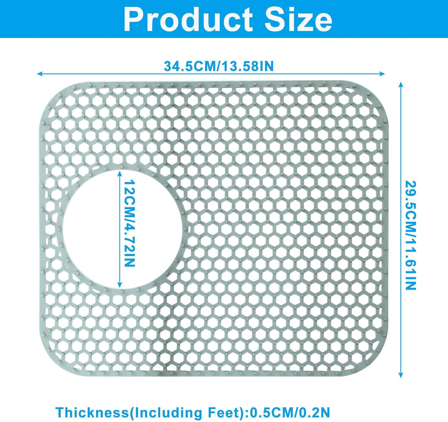 2 Pack Heat-Resistant Sink Mats, Rear Drain Non-Slip Kitchen Sink Protectors, Folding Farmhouse Mats, Large Silicone for Bottom of Kitchen Farmhouse