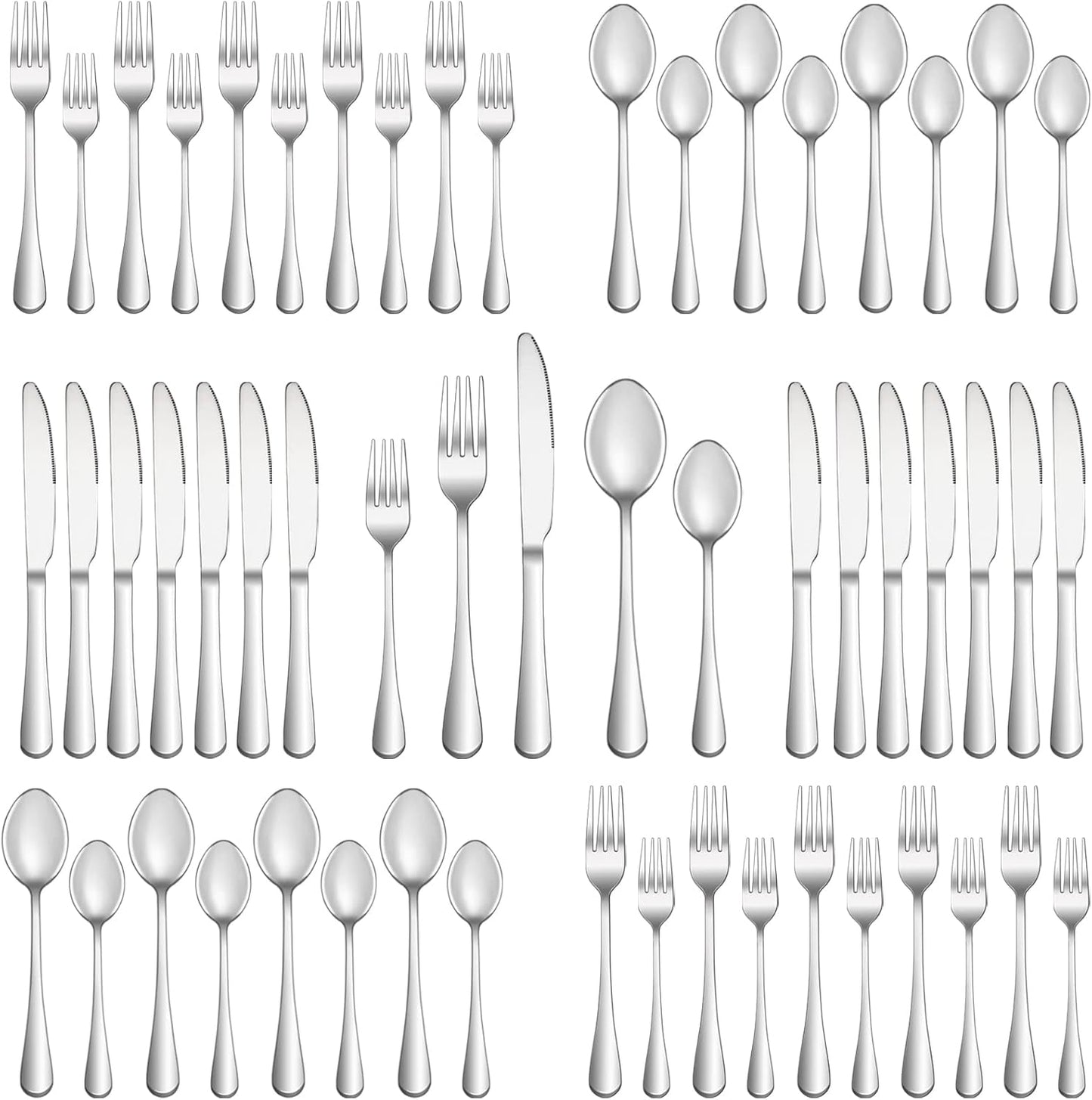 40 Piece Silverware Set Service for 8,Premium Stainless Steel Flatware Set,Mirror Polished Cutlery Utensil Set,Durable Home Kitchen Eating Tableware Set,Include Fork Knife Spoon Set,Dishwasher Safe