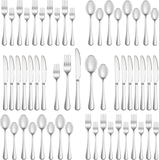 40 Piece Silverware Set Service for 8,Premium Stainless Steel Flatware Set,Mirror Polished Cutlery Utensil Set,Durable Home Kitchen Eating Tableware Set,Include Fork Knife Spoon Set,Dishwasher Safe