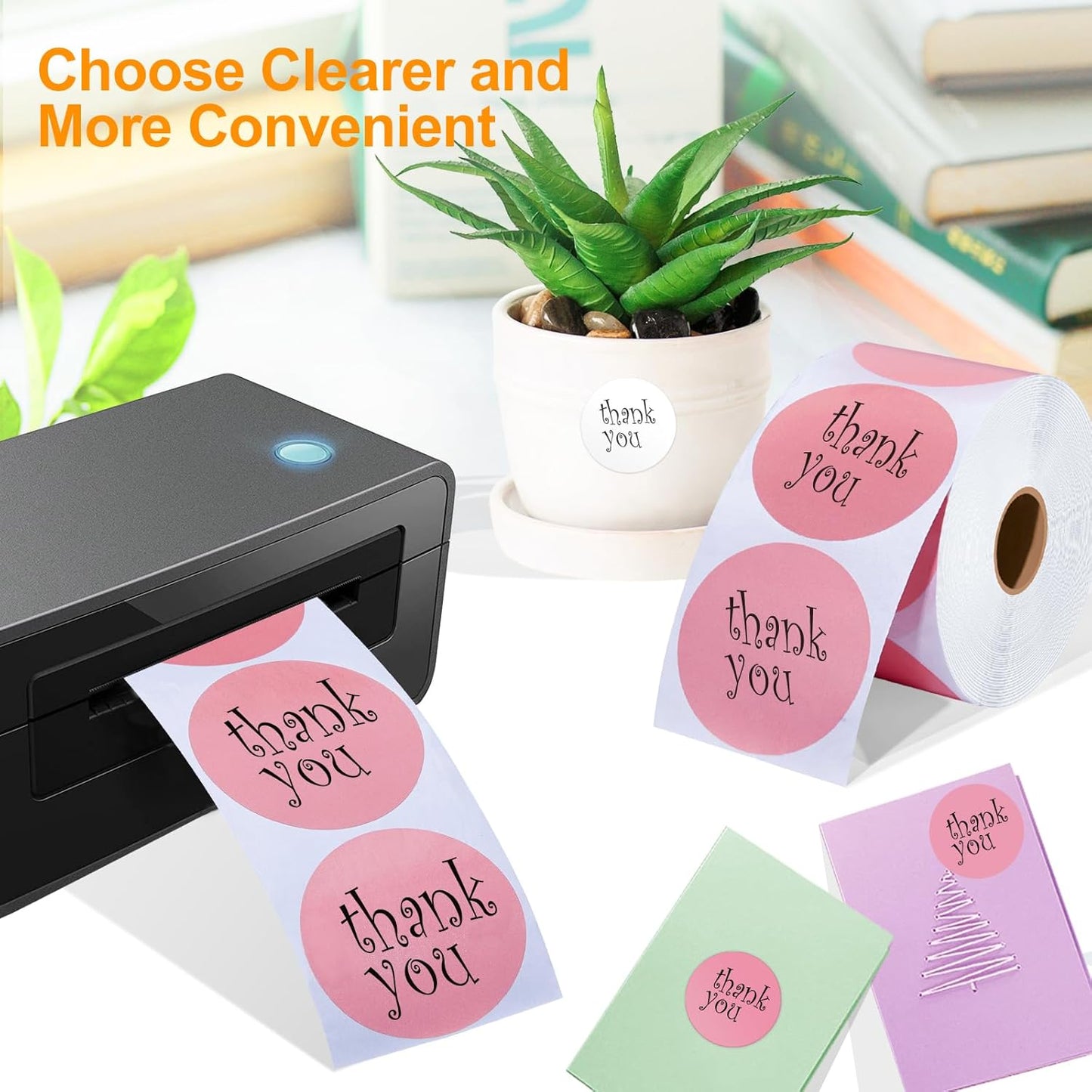 2 Inch Circle Thermal Sticker Labels, 2" Self-Adhesive Round Thermal Stickers for Business-750 Labels/1 Roll (Pink)