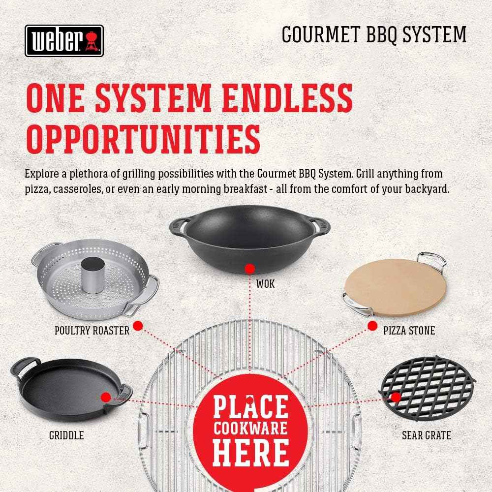 Weber Gourmet BBQ System Pizza Stone with Carry Rack,16.7" Long