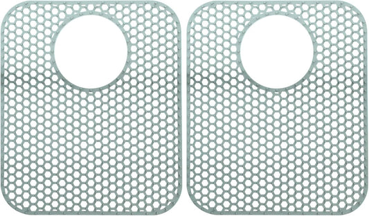 2 Pack Heat-Resistant Sink Mats, Rear Drain Non-Slip Kitchen Sink Protectors, Folding Farmhouse Mats, Large Silicone for Bottom of Kitchen Farmhouse