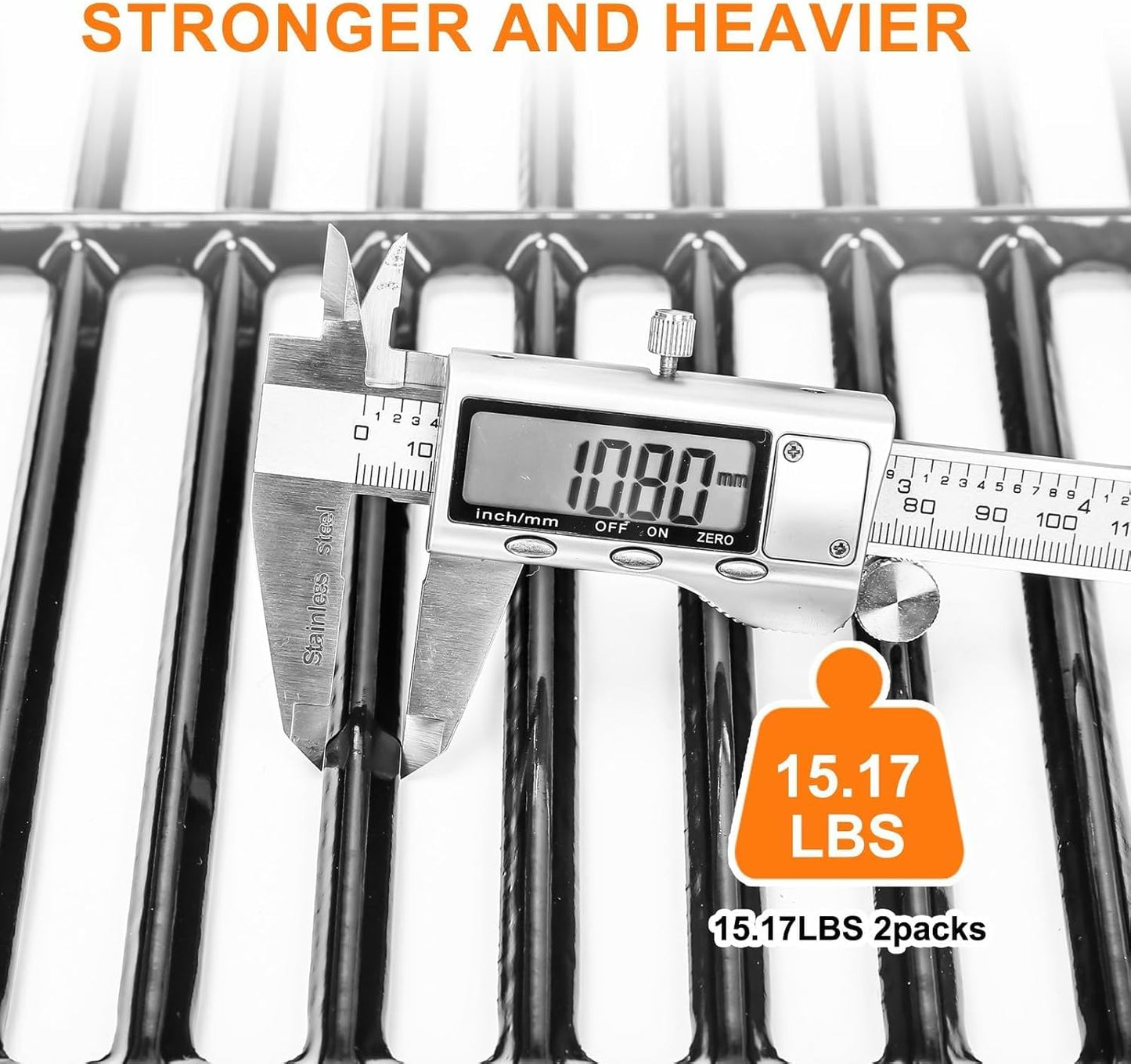 Uniflasy 19.5" Porcelain Enameled Cast Iron Grill Grates for Weber Genesis 300 Series, Genesis E310 E320 E330 S310 S320 S330 Gas Grills, Non-Stick Polished Grill Grates Replacement for Weber 7524 7528