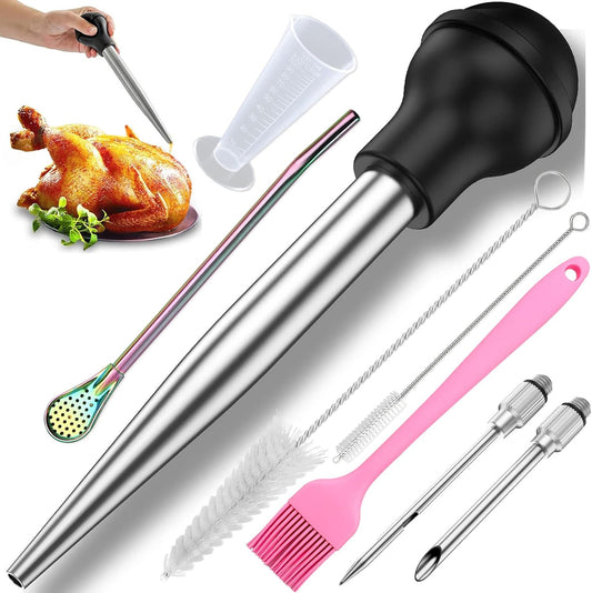 Turkey Baster Syringe Turkey Injector Cooking Seasoning Pump Commercial Grade Roast Duck Turkey Roast Cream Pump