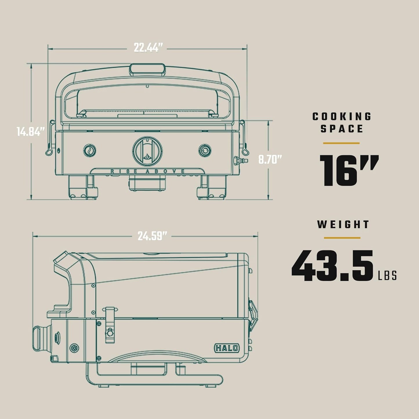 Halo Versa 16 Propane Gas Outdoor Pizza Oven with Rotating Cooking Stone | Portable Appliance for all Outdoor Kitchens