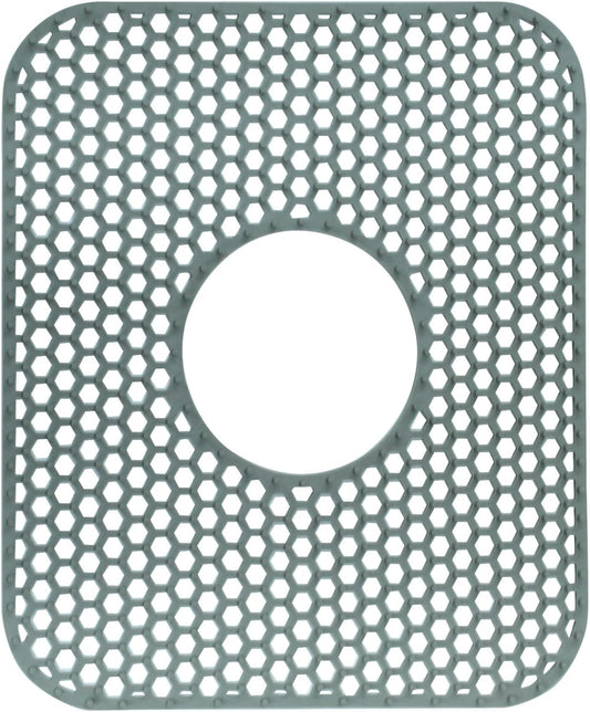 1 Pcs Folding Sink Mat Kitchen Protector, Grey Center Drain Heat Resistant Silicone Mats Non-slip , for Kitchen Stainless Ceramic Sinks Households