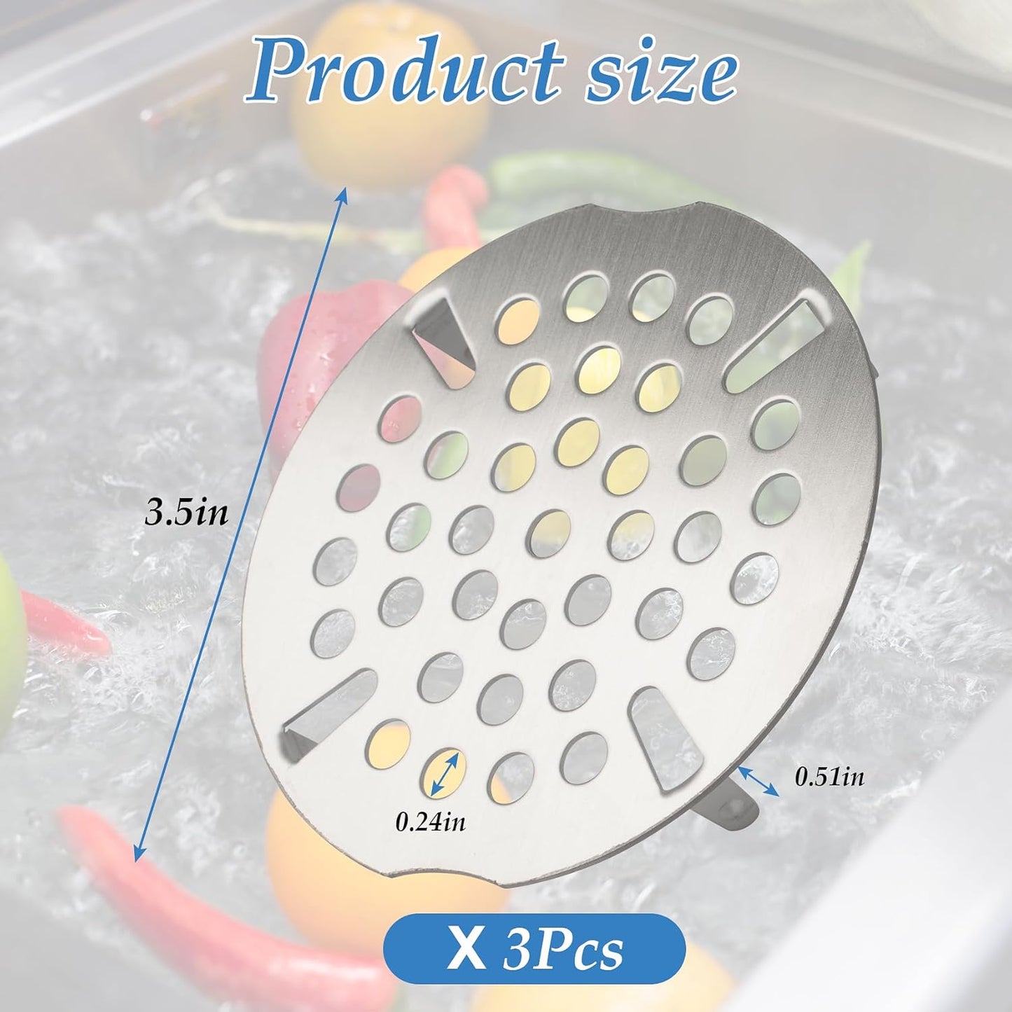 3.5 Inch Commercial Sink Strainer, Durable Drain Cover for Most 3-Tier & Commercial Sinks, Twist Design for Easy Installation, 4-Pack