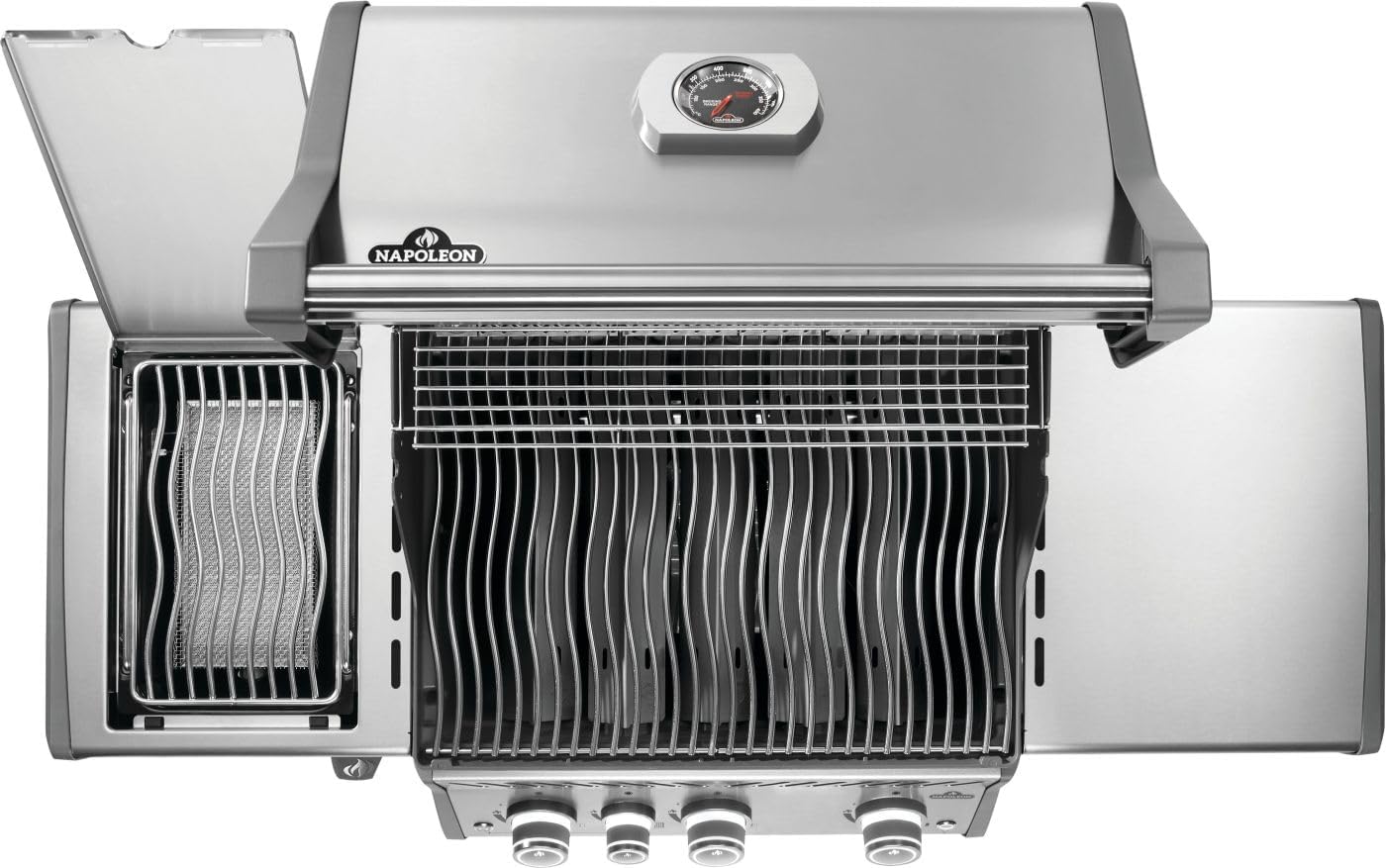Napoleon Rogue PRO 425 Propane Gas Grill with Infrared Side Burner, Stainless Steel, Durable 4-Burner BBQ