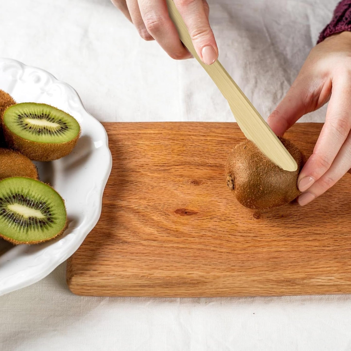 ECOLipak 300 Count Disposable Bamboo Knives, 6.7 Inch Bamboo Compostable Disposable Knives for Party, Wedding, Camping, Traveling, Family Dinners, Large Events