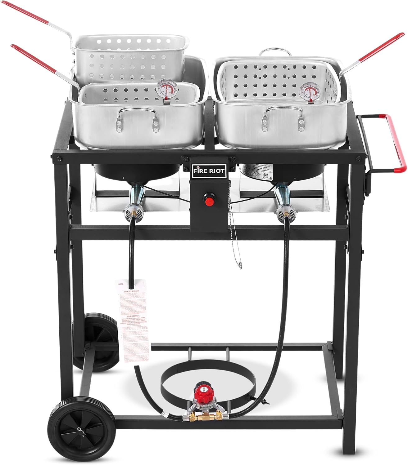 Deep Fryer with Double Burner Propane Stove Outdoor - 2-18QT Aluminum Pots & Frying Baskets- Perfect for fish fryers, Wings, Fries, Cajun Fry