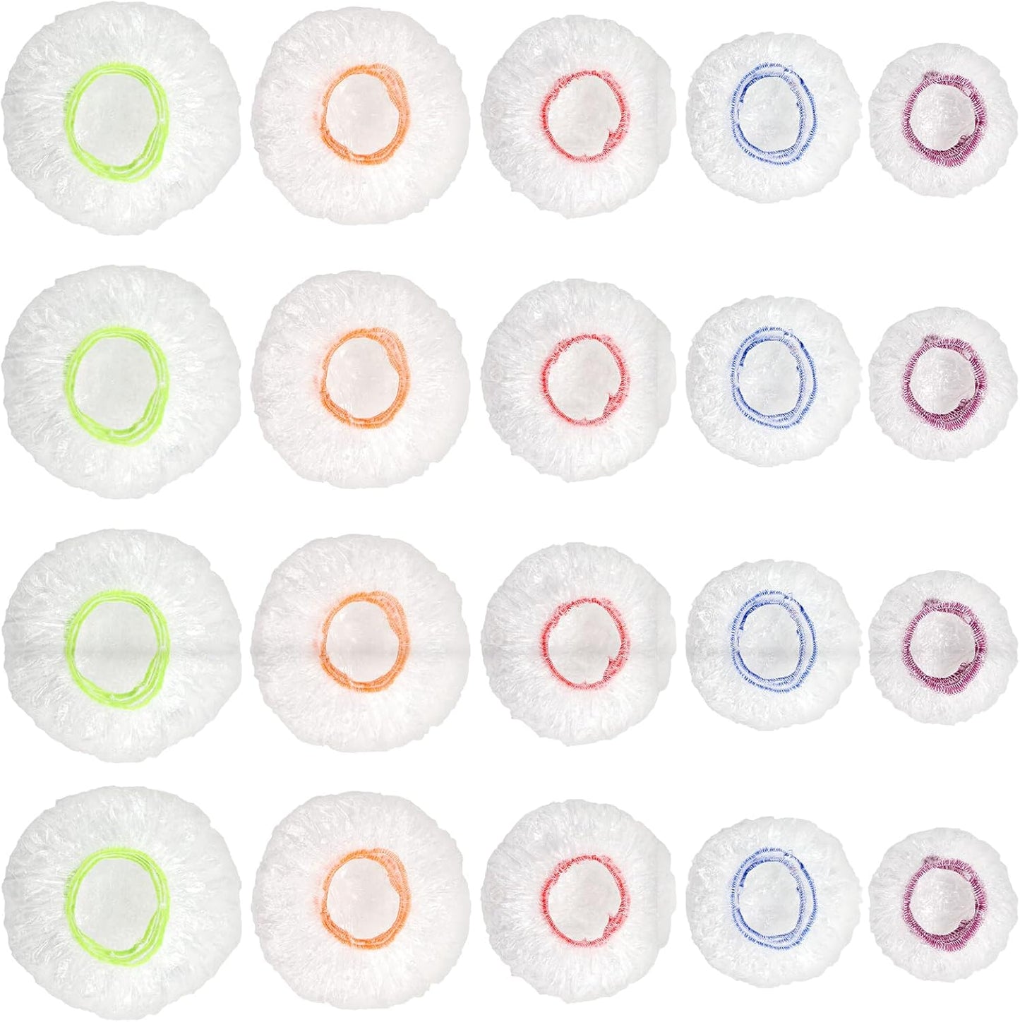 200Pcs Reusable Plastic Bowl Covers - 5 Sizes With Elastic, Food Grade Safe Material