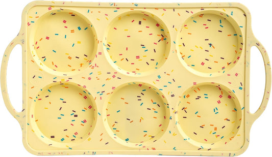 Jumbo Top Silicone Muffin Pans for Baking, 4 Inch Silicone Jumbo Muffin Pan 6 Cup, Egg Pan for Baking English muffins, Whoopie Pies, Corn Bread Bites, Confetti Muffin Top Pans Non Stick