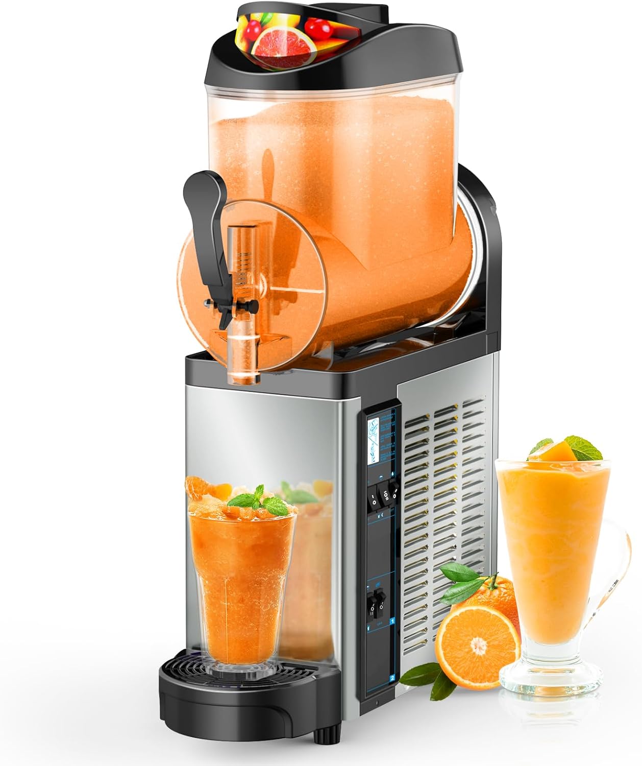 12L Commercial Slush Machine - Stainless Steel Slushie maker Frozen Drink Machine Commerical for Smoothies, Margaritas, Cocktails, Juices & Alcohol Beverages - Ideal for Bars, Cafés & Restaurants