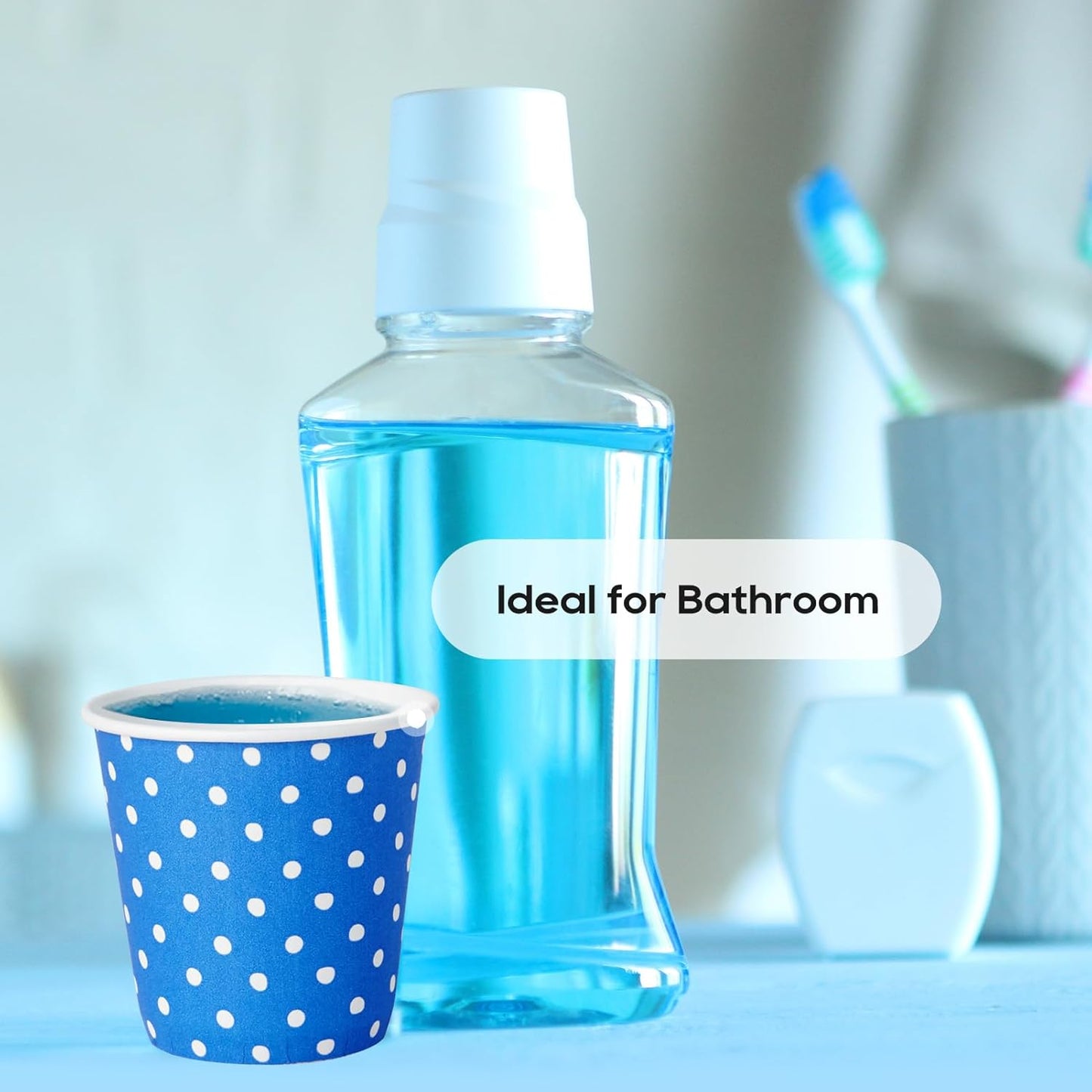 [600 Pack] 3 oz Paper Cups, Mouthwash Cups, Disposable Bathroom Cups, Cold Beverage Drinking Cup for Water Coolers, Party, Home and Office(Dots)