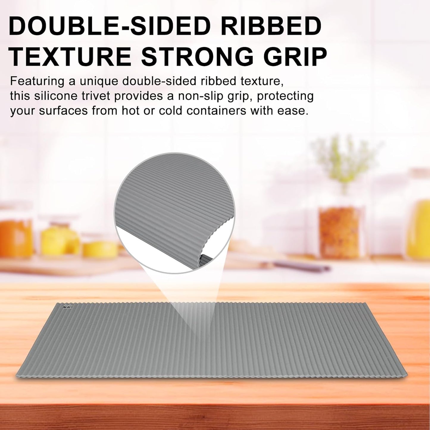 2 Pack 7'' x 7'' Trivets for Hot Dishes, Hot Pads for Kitchen, Silicone Trivets for Hot Pots and Pans, Hot Plates to Protect Table, Heat Resistant Silicone Trivet Grey