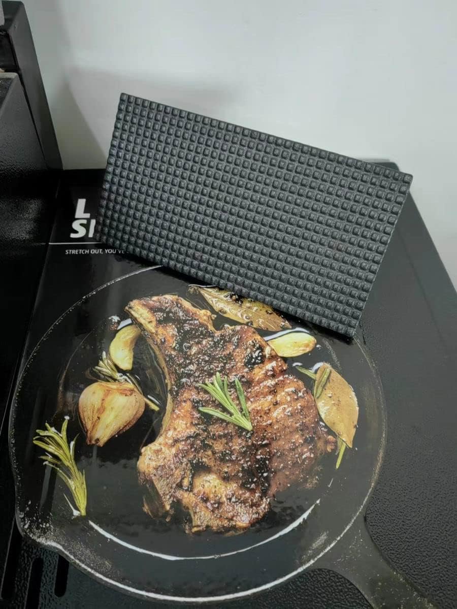 8.3"×4.3" Heavy-Duty Cast Iron Grill Burger Press and Meat Steak with Wood Handle for Blackstone Camp Chef Pitboss Weber Griddle Grills (Rectangle)