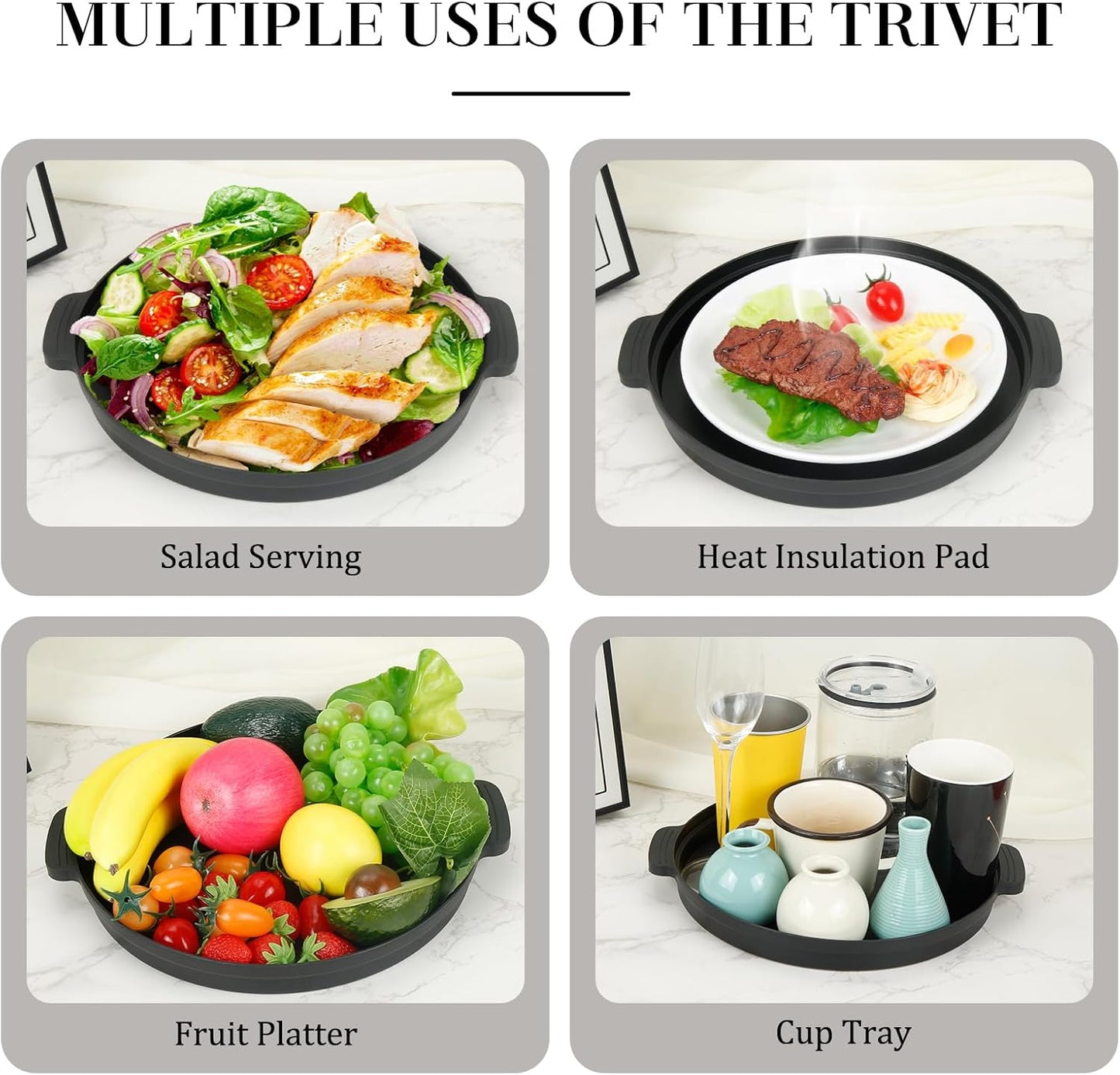 10.7 Inch Microwave Food Cover with Heat Insulation Mat, Anti-Scald Collapsible Microwave Splatter Cover, Multi-Functional as Colander & Fruit Plate, Dishwasher Safe, Ideal for Meal Prep (Transparent)