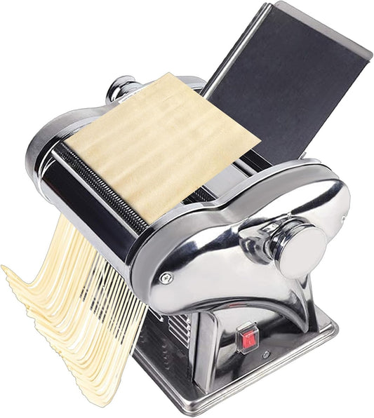 135W Electric Pasta Maker, Pasta Maker 8-Speed Adjustment, Stainless Steel, Pasta Machine one-Touch Start Make Dough Sheets, Dumpling Skins, Wonton Skins, Pancakes