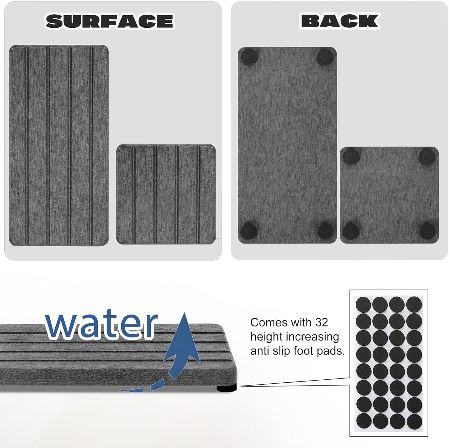 4PCS Fast Drying Diatomite Stone Soap Tray for Bathroom and Kitchen, Vanity Tray, Water Absorbing Coaster