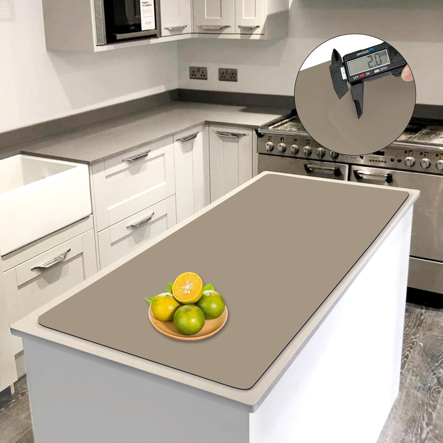 2 MM Thick Large Silicone Mat, 47.2"x23.6" Silicone Mats for Kitchen Counter, Non-slip Heat Resistant Mat, 2MM Thick Kitchen Counter Mat, Waterproof Countertop Protector for Craft (Brown)