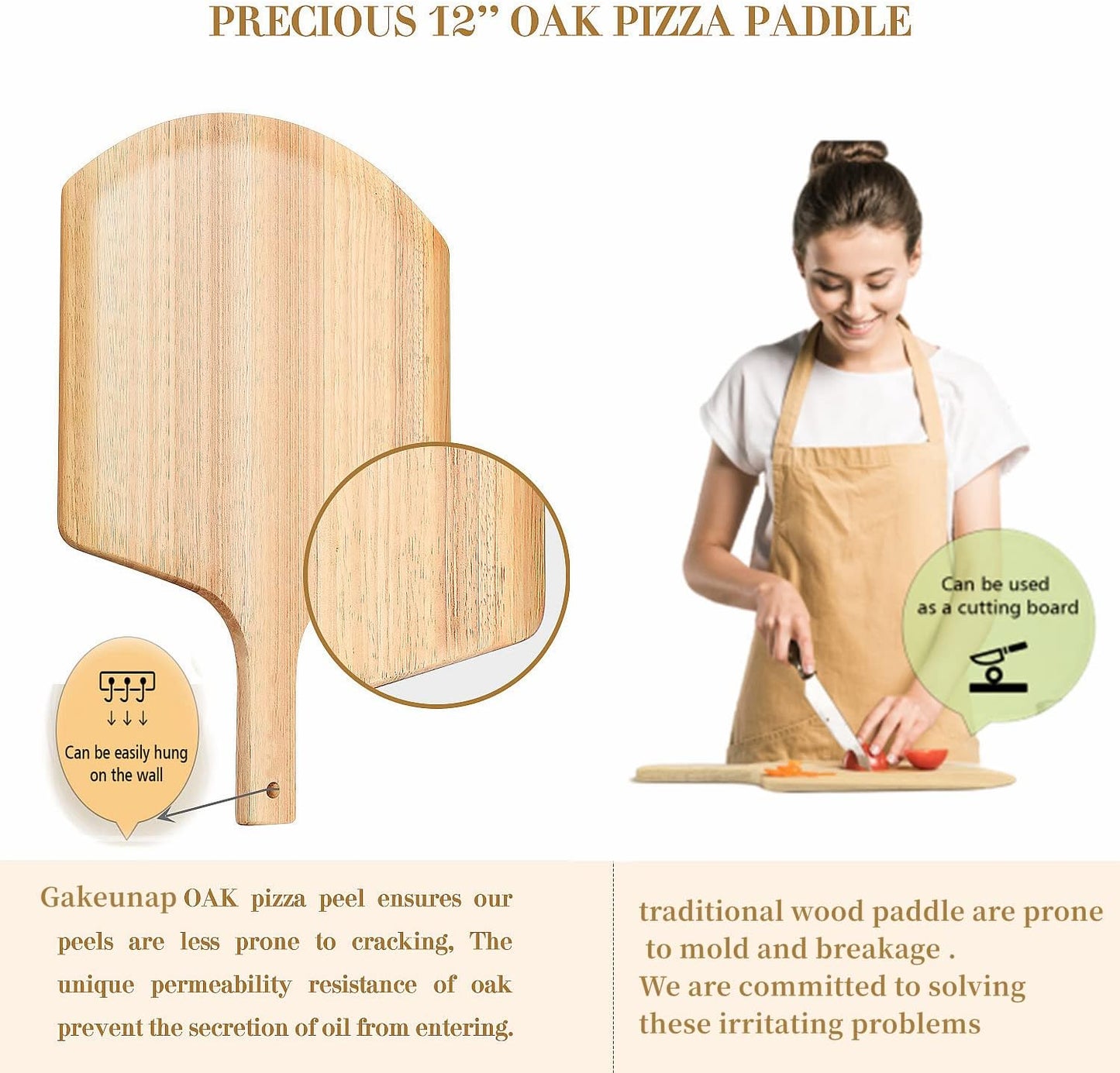 4 PCS Rectangle Pizza Stone Set, 15" Large Pizza Stone for Oven and Grill with Pizza Peel(OAK), Pizza Cutter & 10pcs Cooking Paper for Free, Baking Stone for Pizza, Bread,BBQ