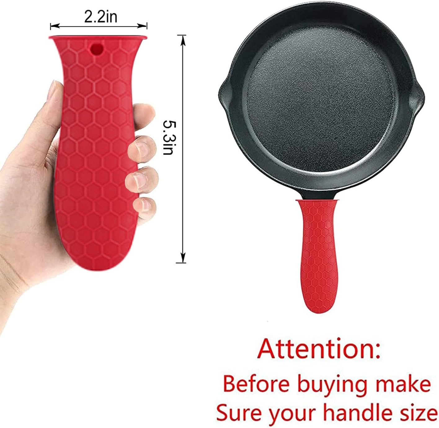 4 Pcs Silicone Hot Handle Holder, Non-Slip Potholder for Cast Iron Skillets, Rubber Pot Handle Sleeve Heat Resistant for Frying Pans & Griddles Sleeve Grip Handle Cover,Metal cookware Handles, Red