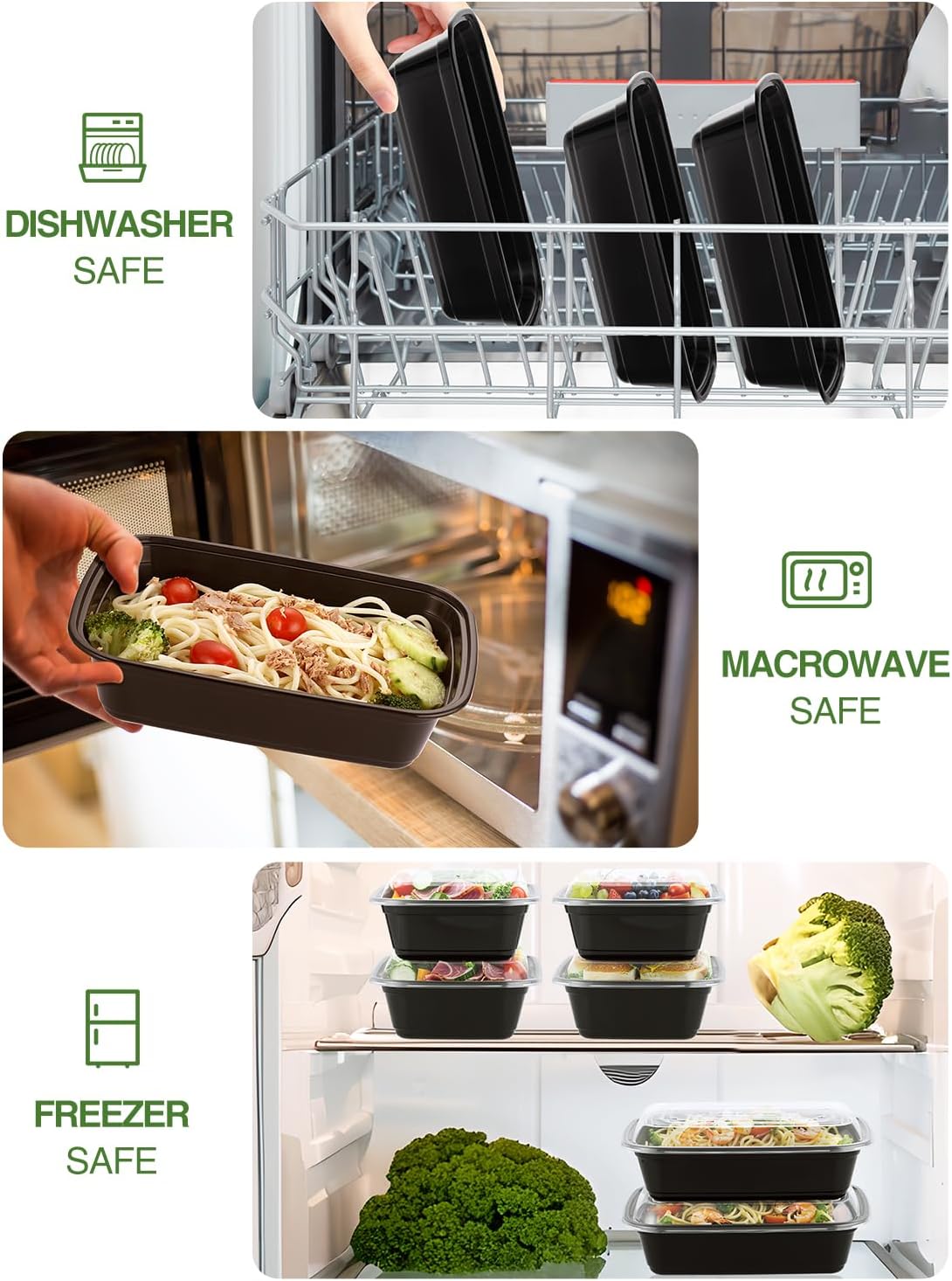 40 Sets 38oz Meal Prep Container - Reusable Plastic Food Storage Containers with Lids, Fits Microwave, Freezer and Dishwasher Safe