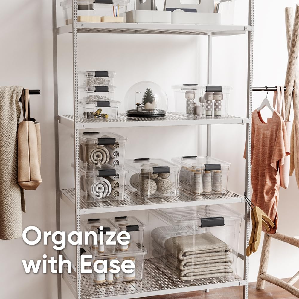 Superio Storage Bins with Lids- 2 Pack, 2.5 Qt Clear Boxes for Organizing, Stackable Plastic Containers- BPA Free, Non-Toxic, Odor Free, Organizer for Home, Office, Dorm