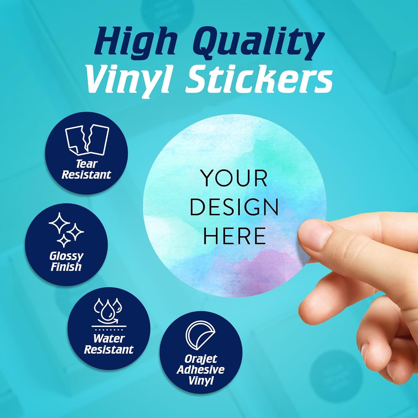 100 Custom Vinyl Stickers - Upload Your own Image, Text, Design, Logo - Personalized Logo Labels for Handmade, Packaging, Bottle, Jars, Candle, Brand Stickers (Sky Blue, 3x3)