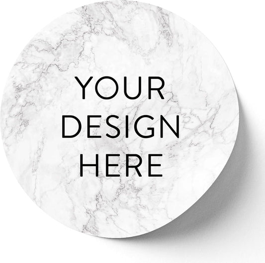 100 Custom Vinyl Stickers - Upload Your own Image, Text, Design, Logo - Personalized Logo Labels for Handmade, Packaging, Bottle, Jars, Candle, Brand Stickers (Silver Marble, 6x6)