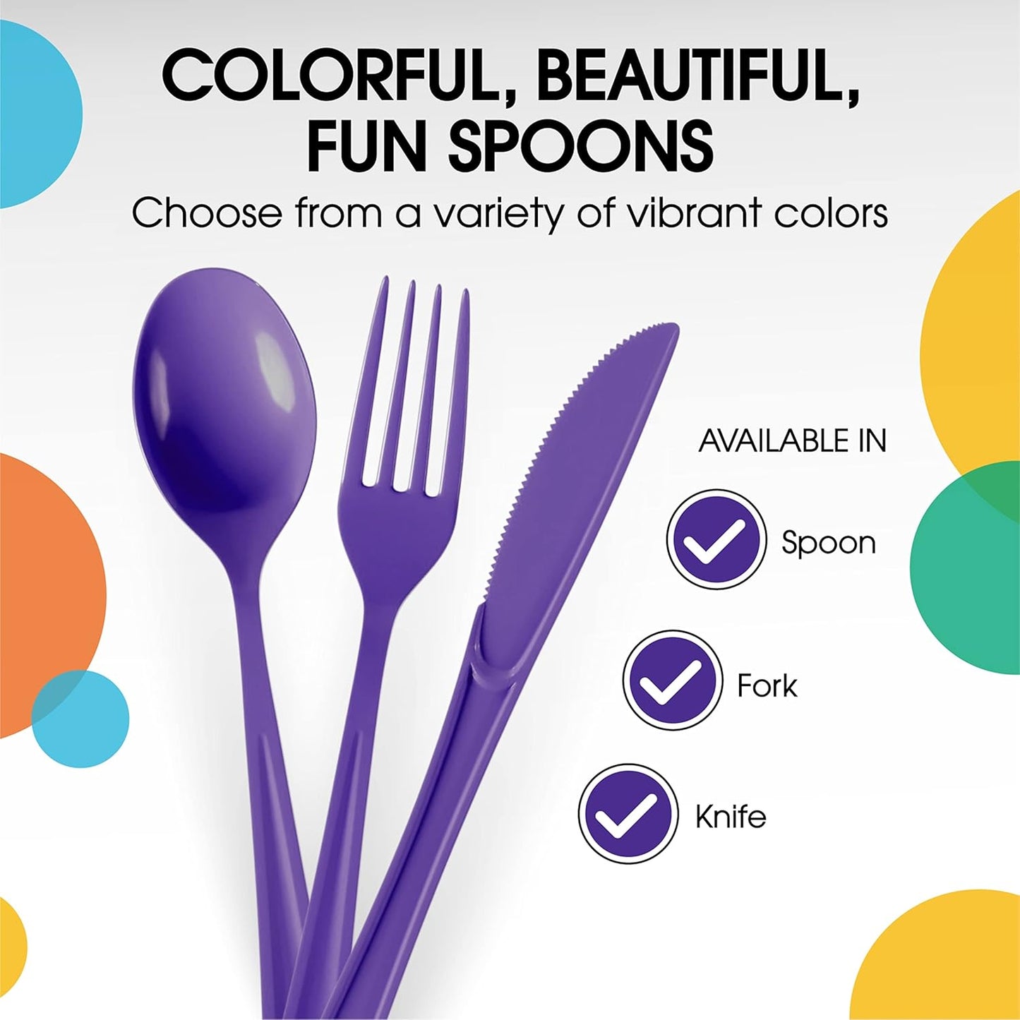 Purple Plastic Spoons 200 Pcs Purple Spoons Disposable Utensils Heavy Duty Plastic Cutlery Set Disposable Cutlery Sets Flatware Sets Silverware Set Party Supplies & Party Tableware Party Solids