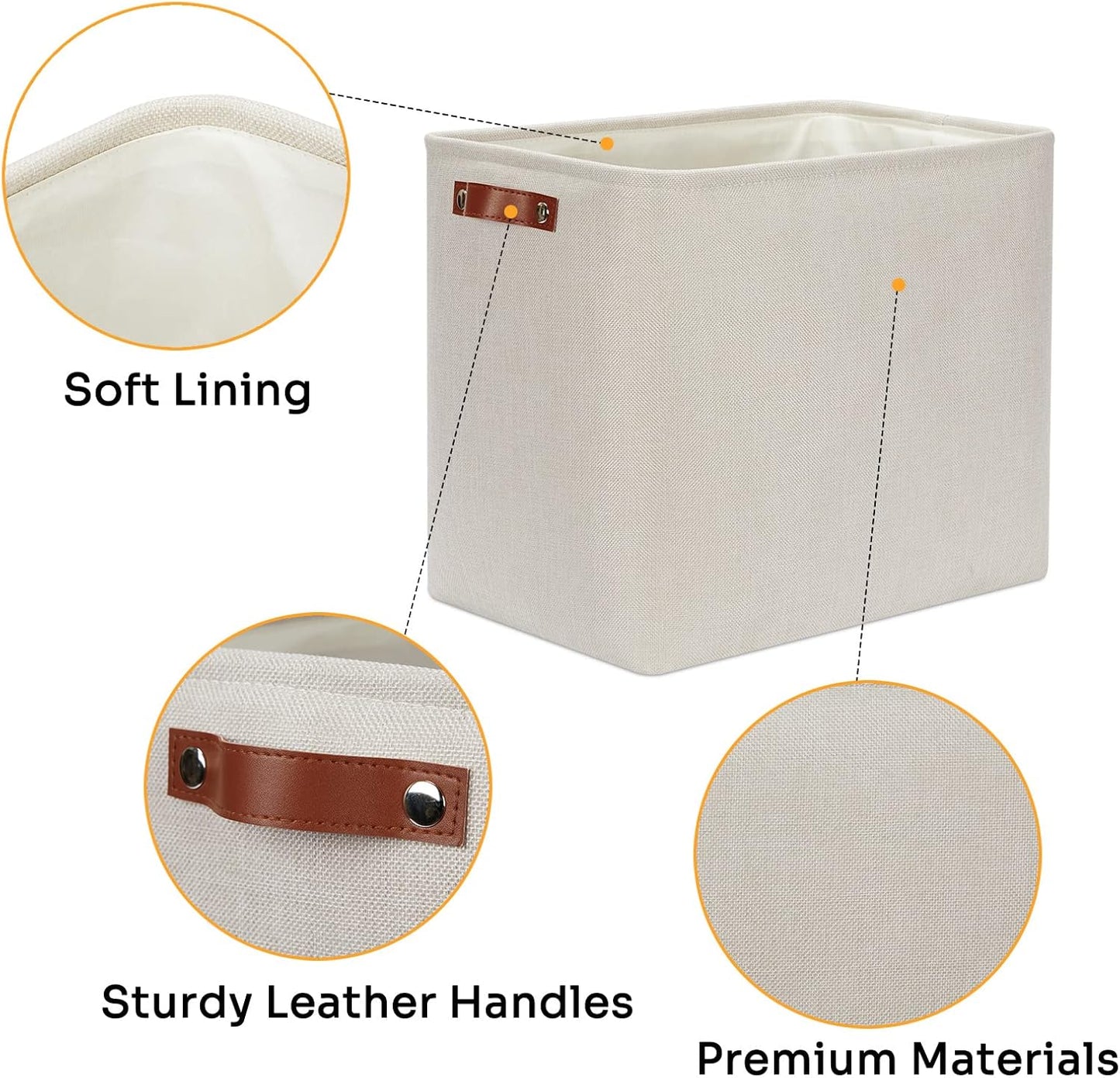 DULLEMELO Extra Large Storage Baskets, Fabric Storage Bins for Organizing Shelves Nursery Toys Books, Closet Baskets and Bins with Handles, Beige, 2-Pack