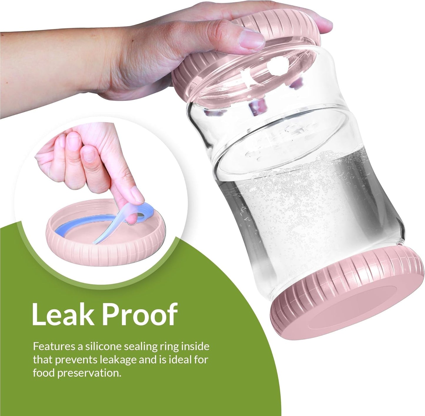 40oz Glass Pickle Jar with Strainer Flip - Pickle Storage Container with Airtight Lid, BPA-Free, Dishwasher Safe, Fermentation Hourglass Jar for Kimchi, Olives, Jalapeno, Gherkins (Pink)