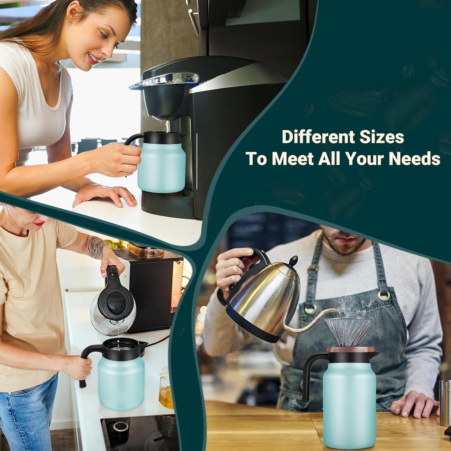 34Oz Thermal Coffee Carafes For Keeping Hot/Cold, Stainless Steel Coffee Carafe, Dustproof Insulated Water Carafe for Party/Home,Blue